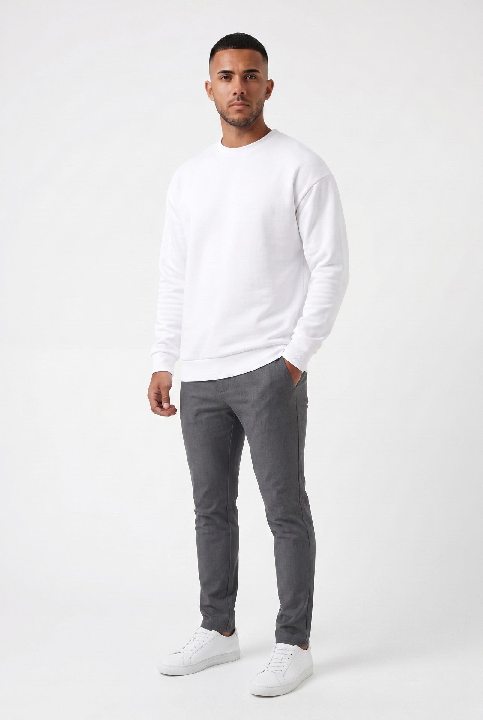 Men's Embossed Sweatshirt in White | Blackstone London