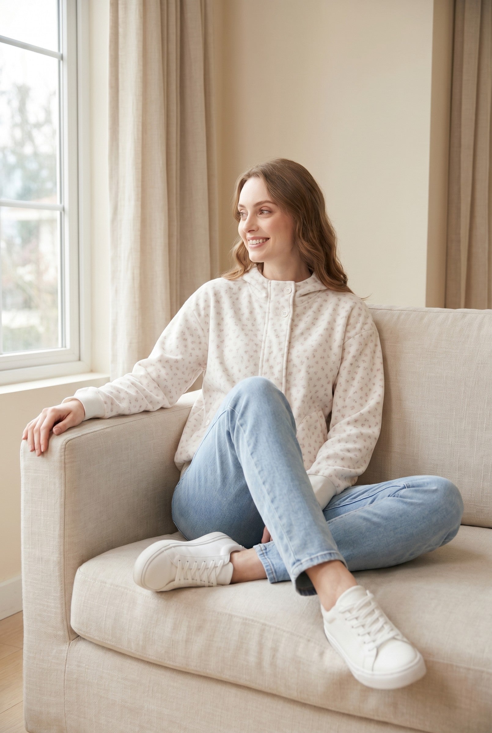 Women's Oversized Floral Hooded Sweatshirt | Blackstone London