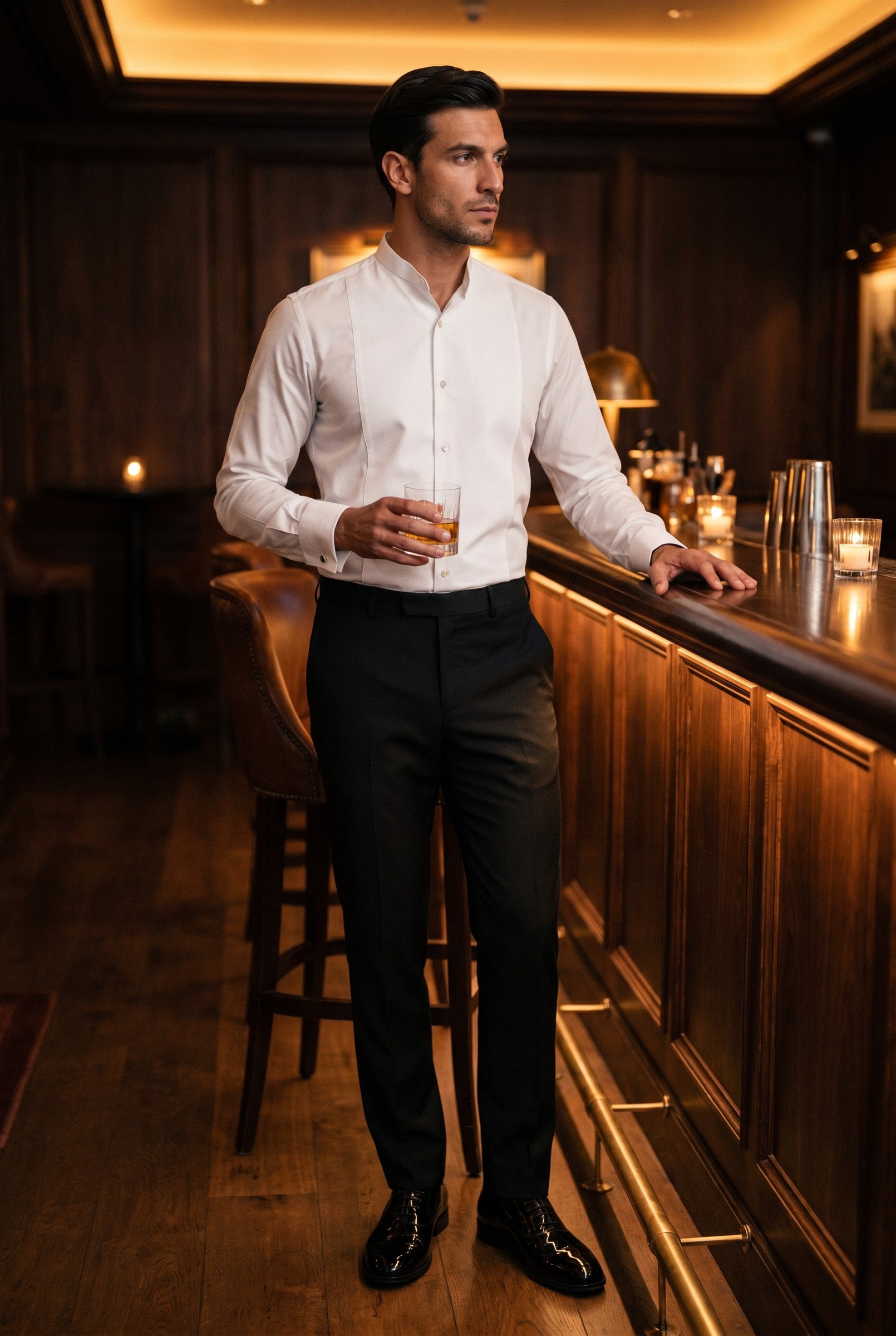 Men's White Studded Marcella Dress Shirt | Blackstone London
