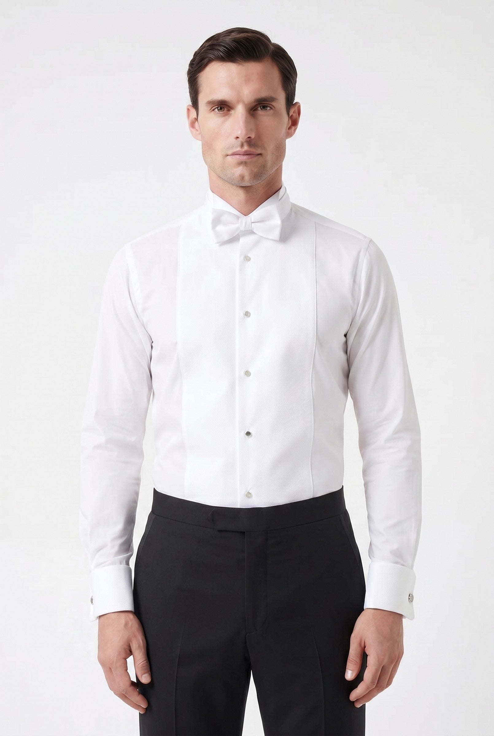 Men's White Wing Collar Tuxedo Shirt | Blackstone London
