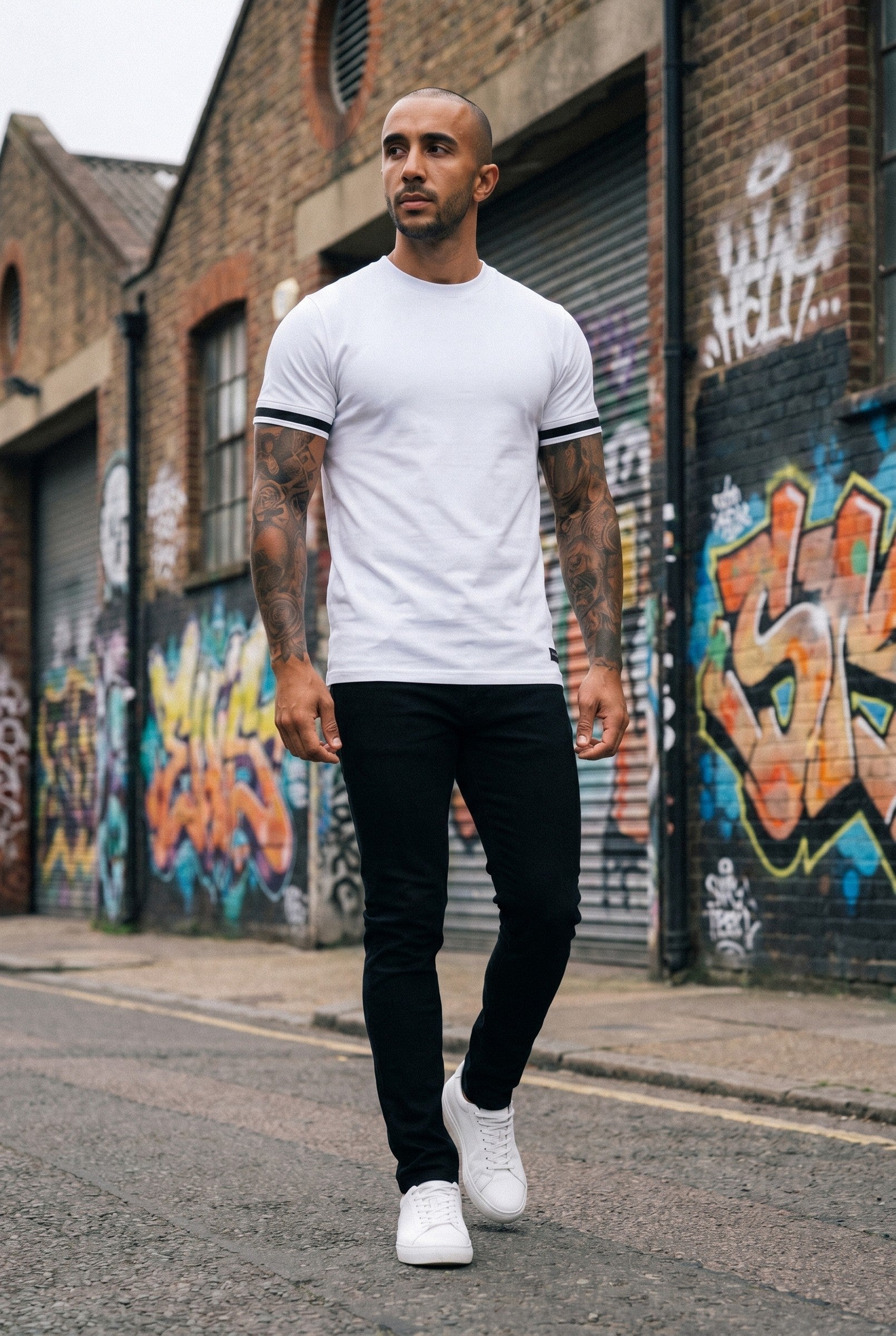 Men's Taped Tee in White | Blackstone London