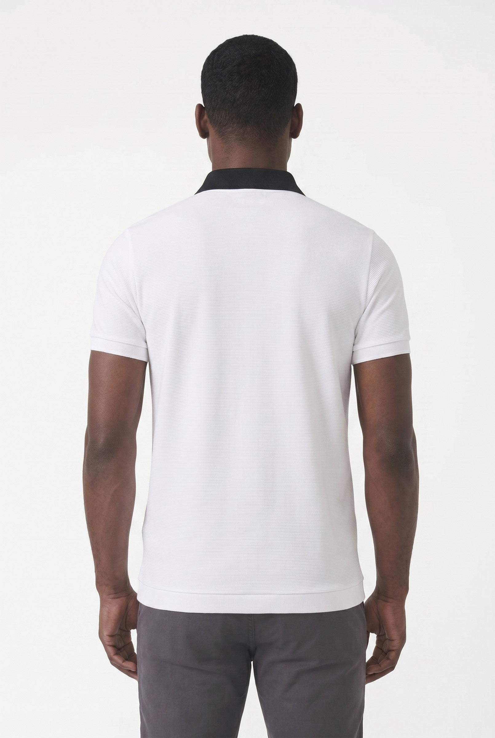 Men's Premium Logo Collar Polo in White | Blackstone London