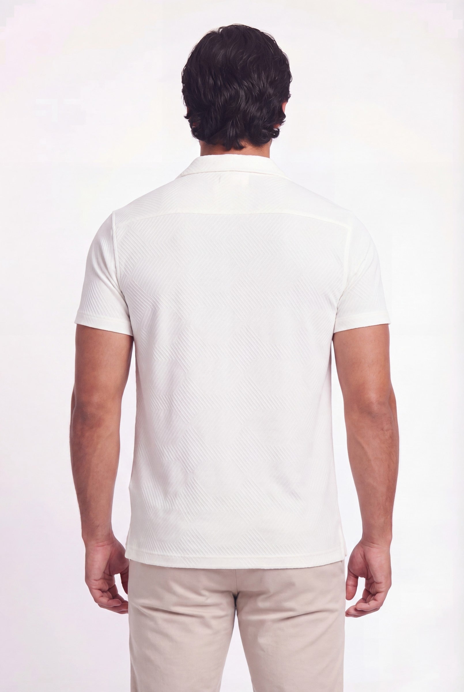 Men's Woven Textured Cuban Collar Shirt | Blackstone London