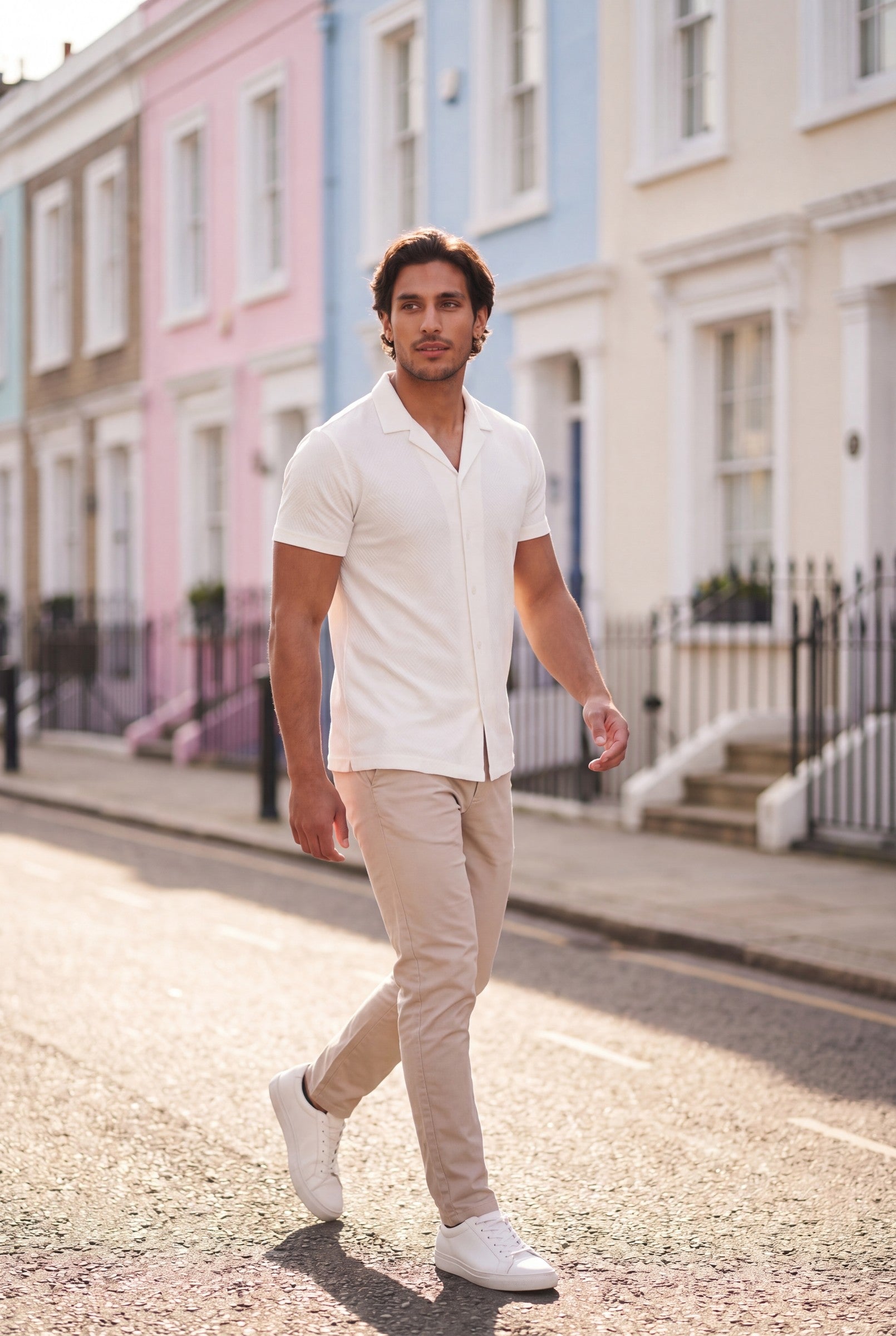Men's Woven Textured Cuban Collar Shirt | Blackstone London