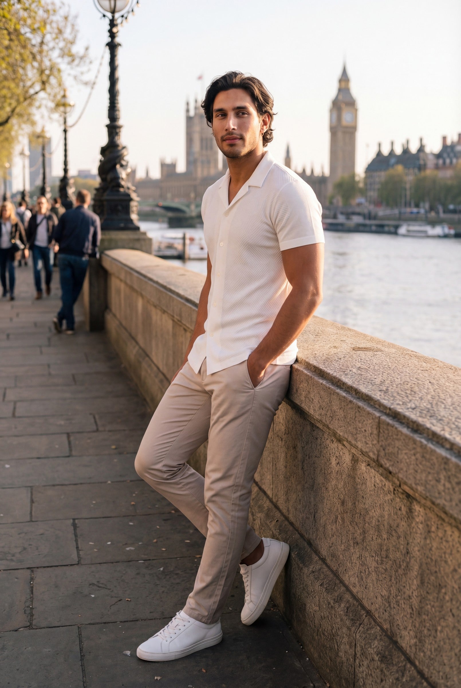 Men's Woven Textured Cuban Collar Shirt | Blackstone London