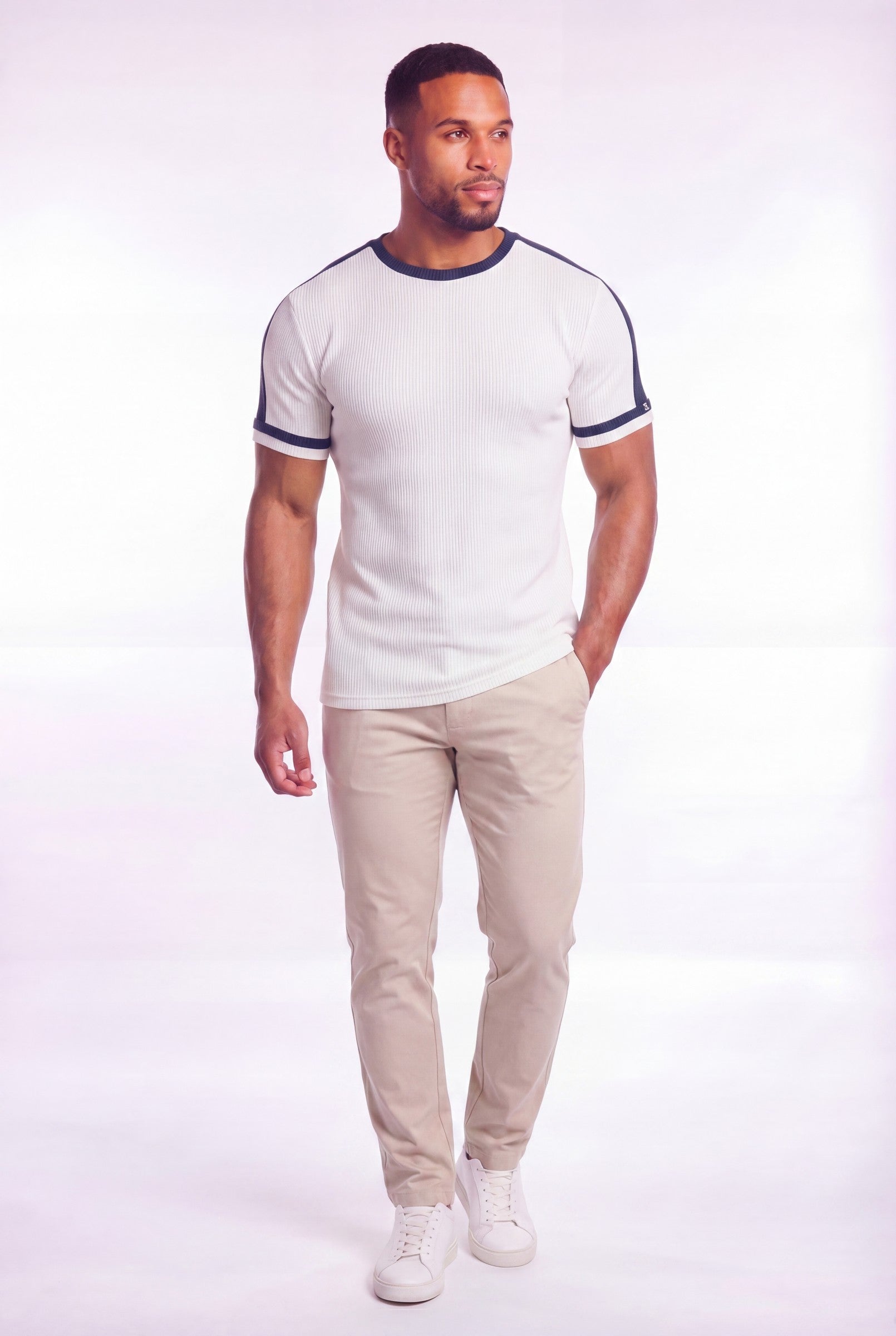 Men's Textured Ringer Crewneck T-Shirt | Blackstone London