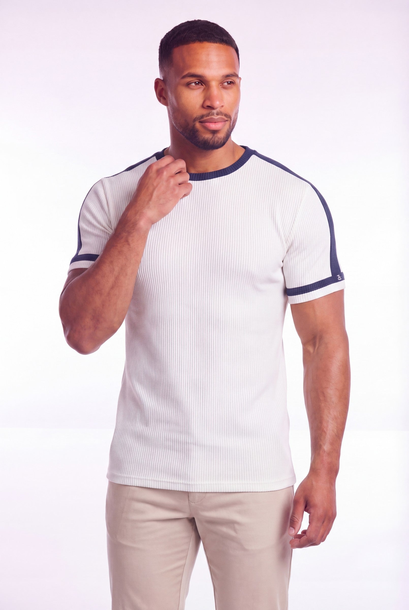 Men's Textured Ringer Crewneck T-Shirt | Blackstone London