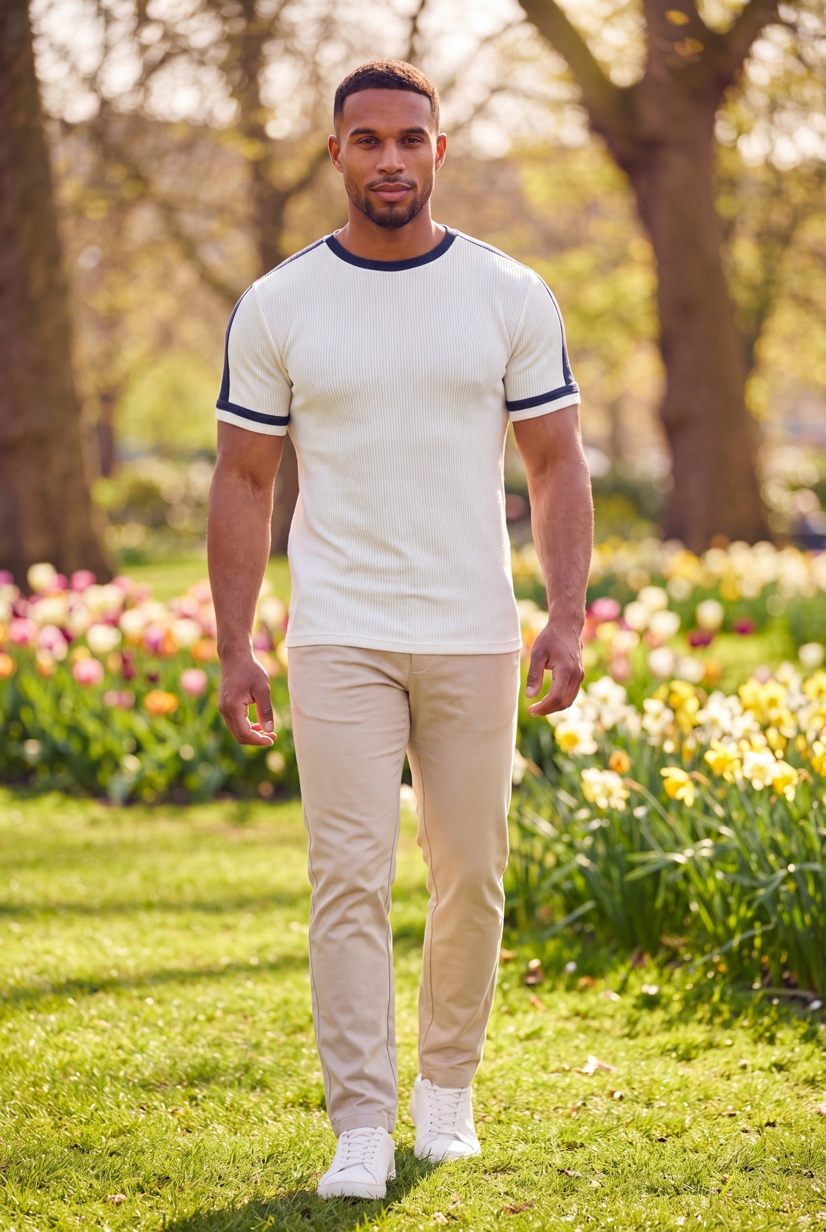 Men's Textured Ringer Crewneck T-Shirt | Blackstone London