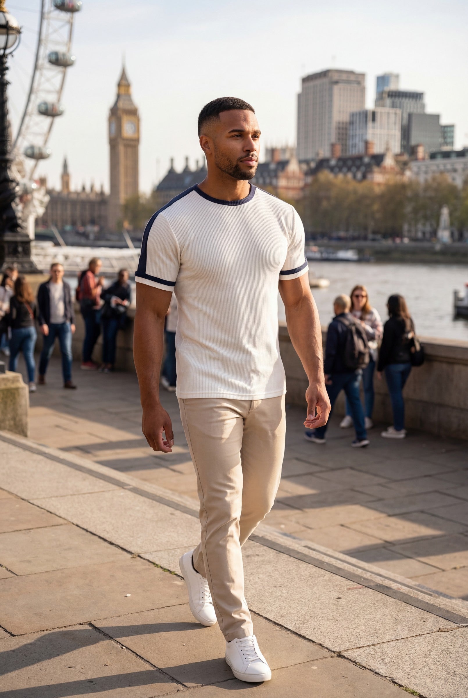 Men's Textured Ringer Crewneck T-Shirt | Blackstone London