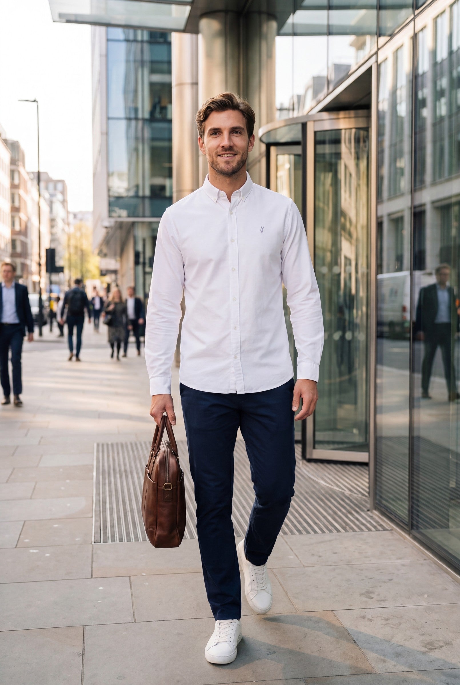Men's Cotton Twill Long Sleeve Button Down Shirt | Blackstone London