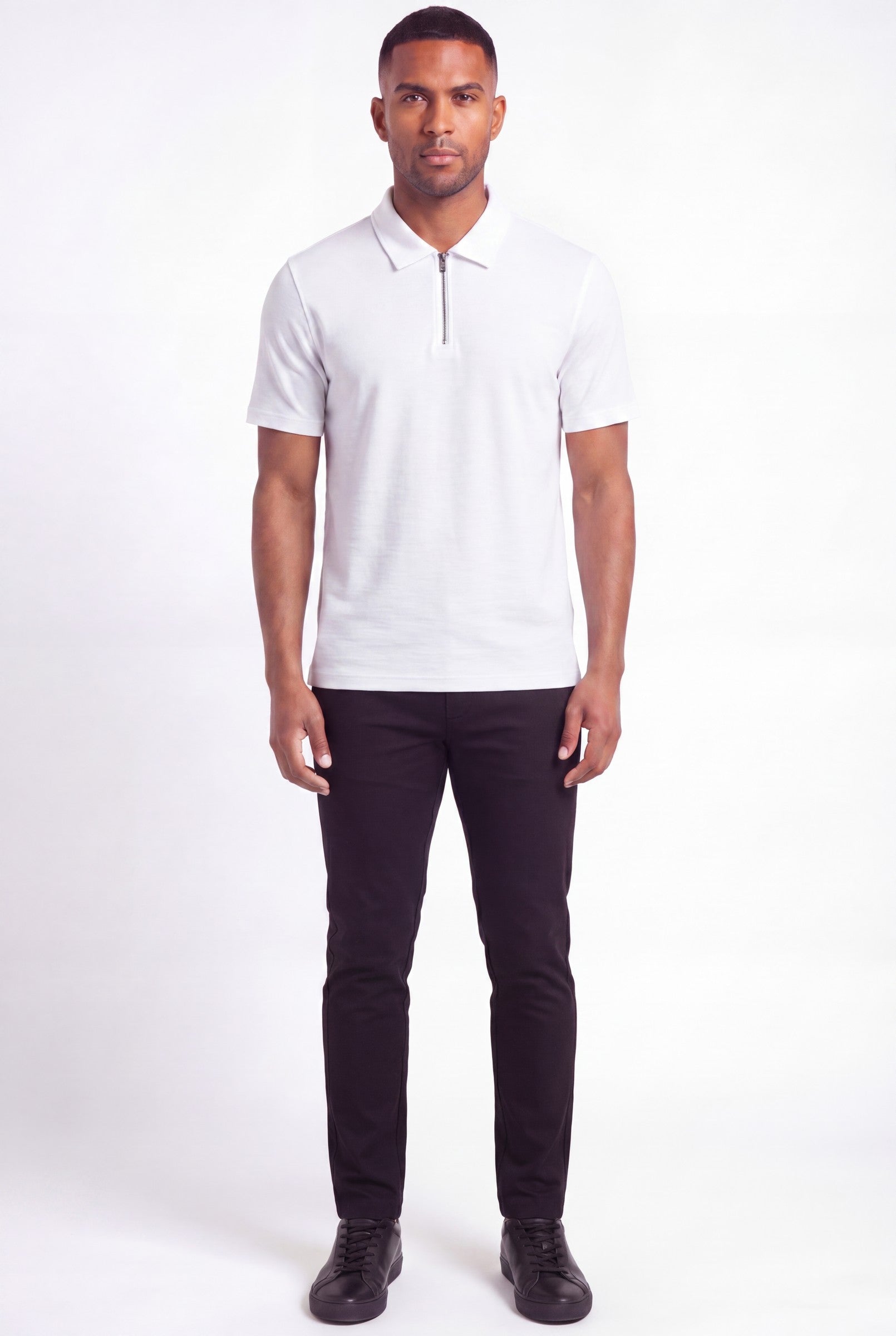 Men's Quinta Textured Zip Polo Shirt | Blackstone London