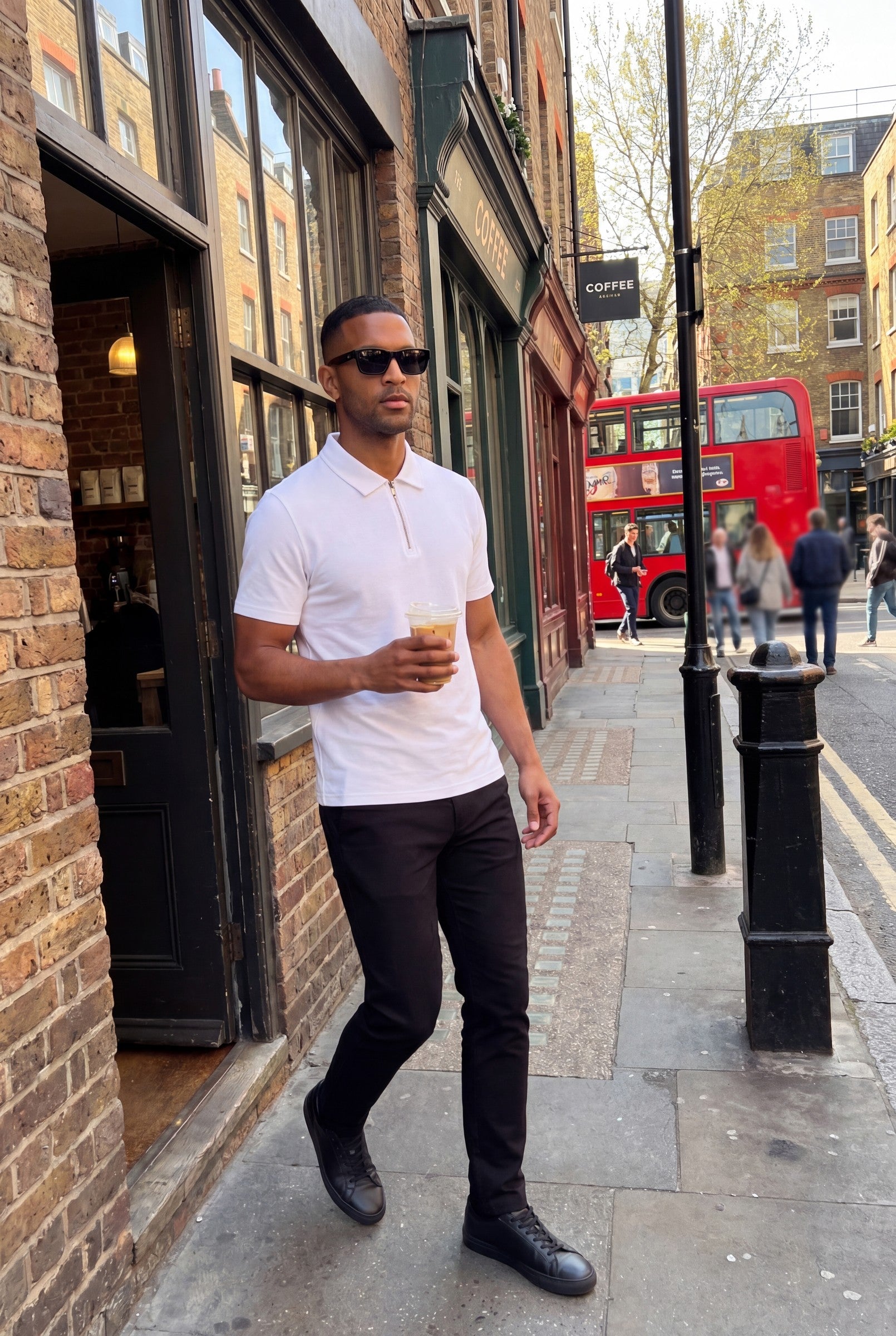 Men's Quinta Textured Zip Polo Shirt | Blackstone London