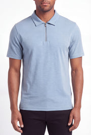 Men's Quinta Textured Zip Polo Shirt | Blackstone London