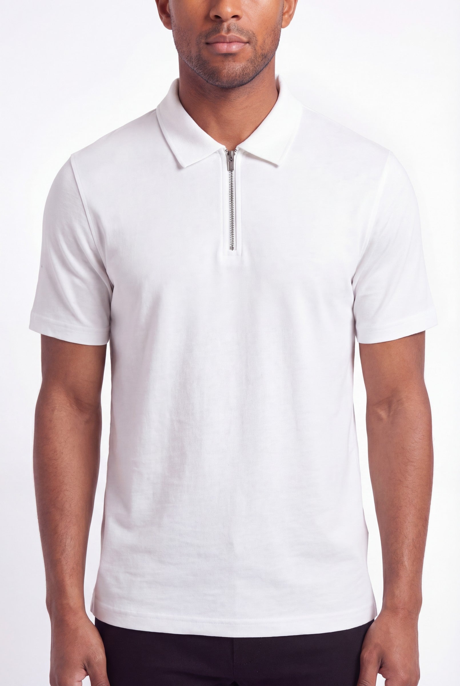 Men's Quinta Textured Zip Polo Shirt | Blackstone London