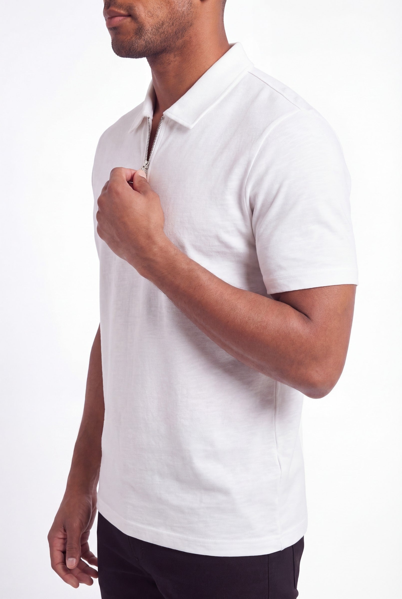 Men's Quinta Textured Zip Polo Shirt | Blackstone London