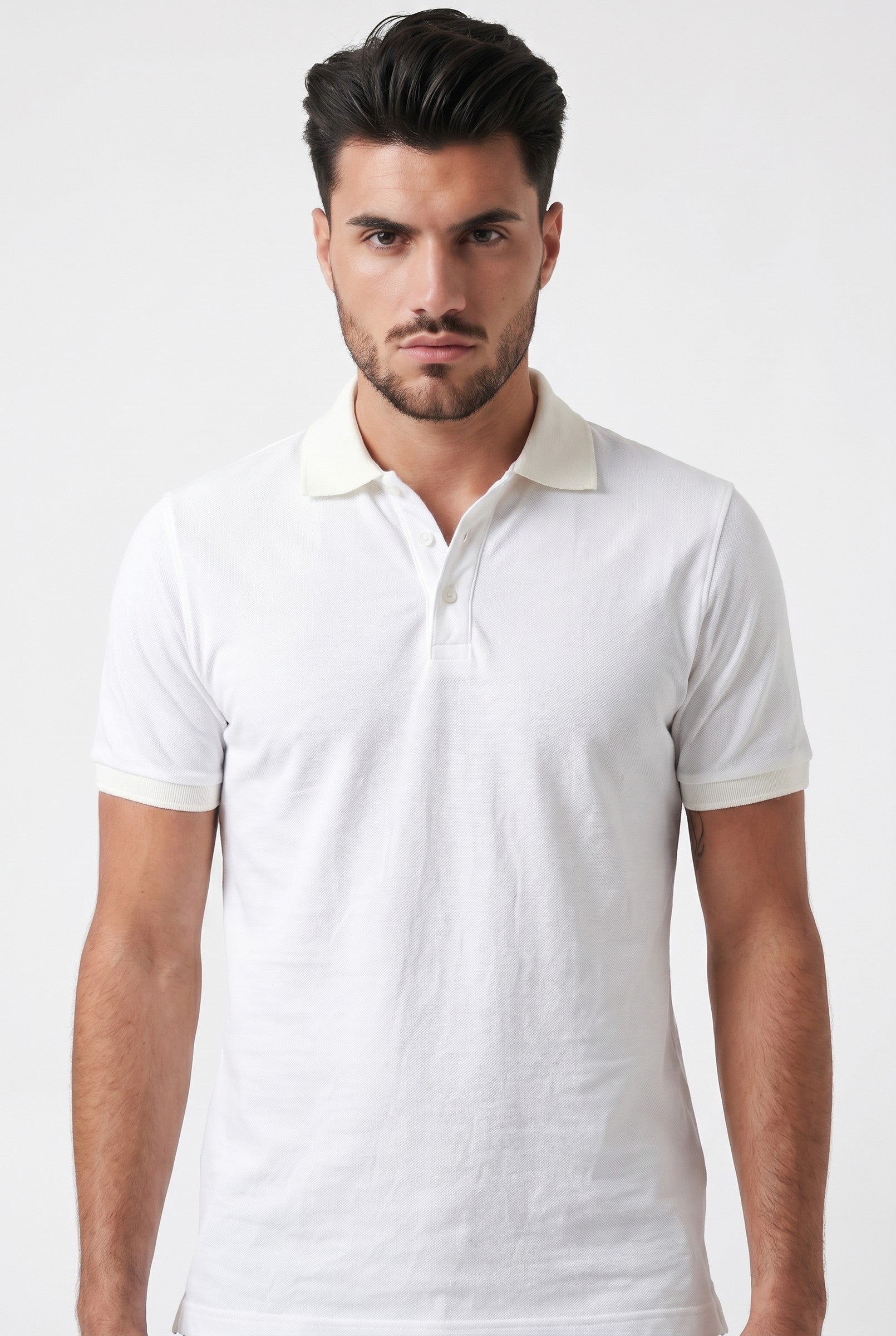 Men's White Pique Polo Shirt | Blackstone London
