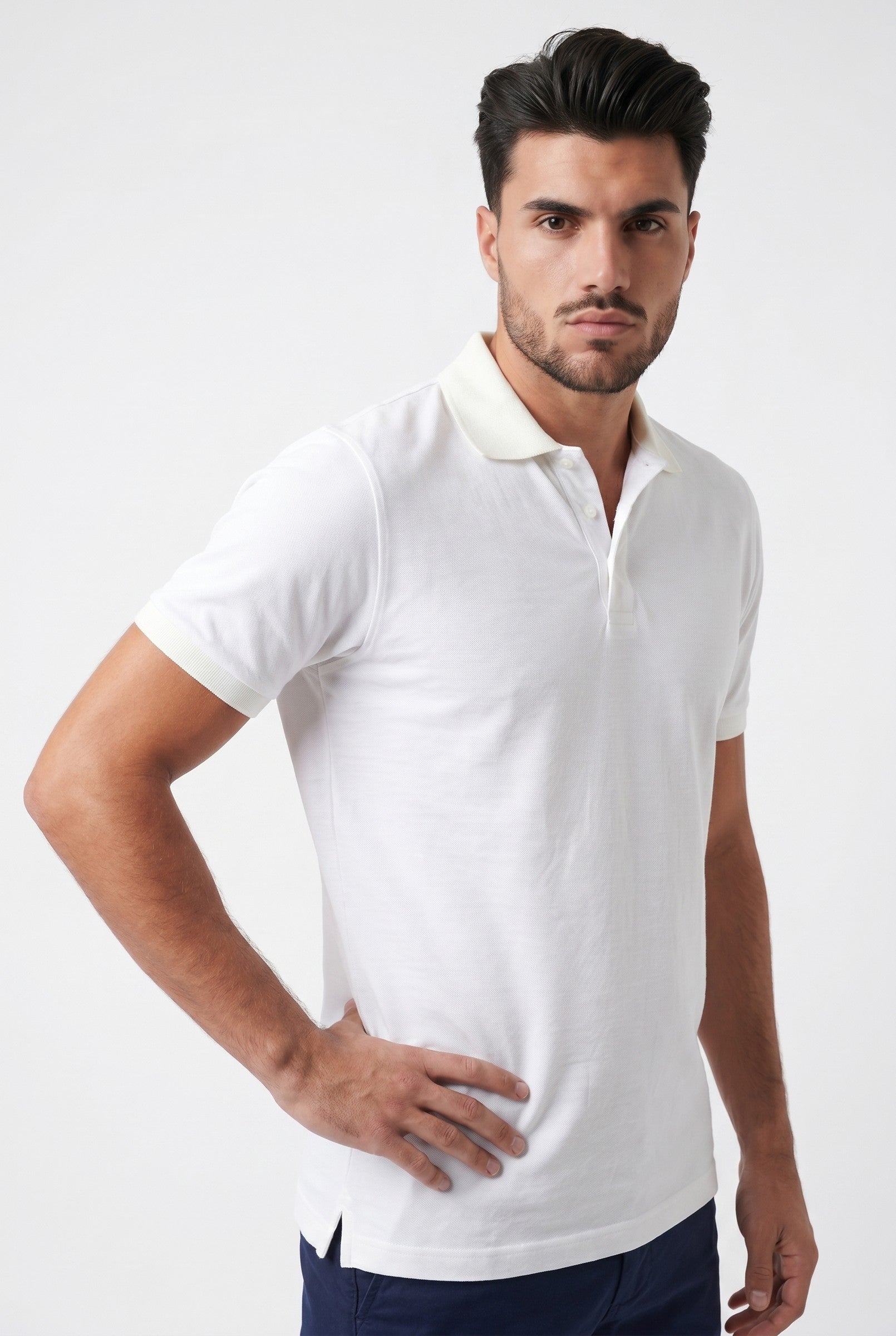 Men's White Pique Polo Shirt | Blackstone London