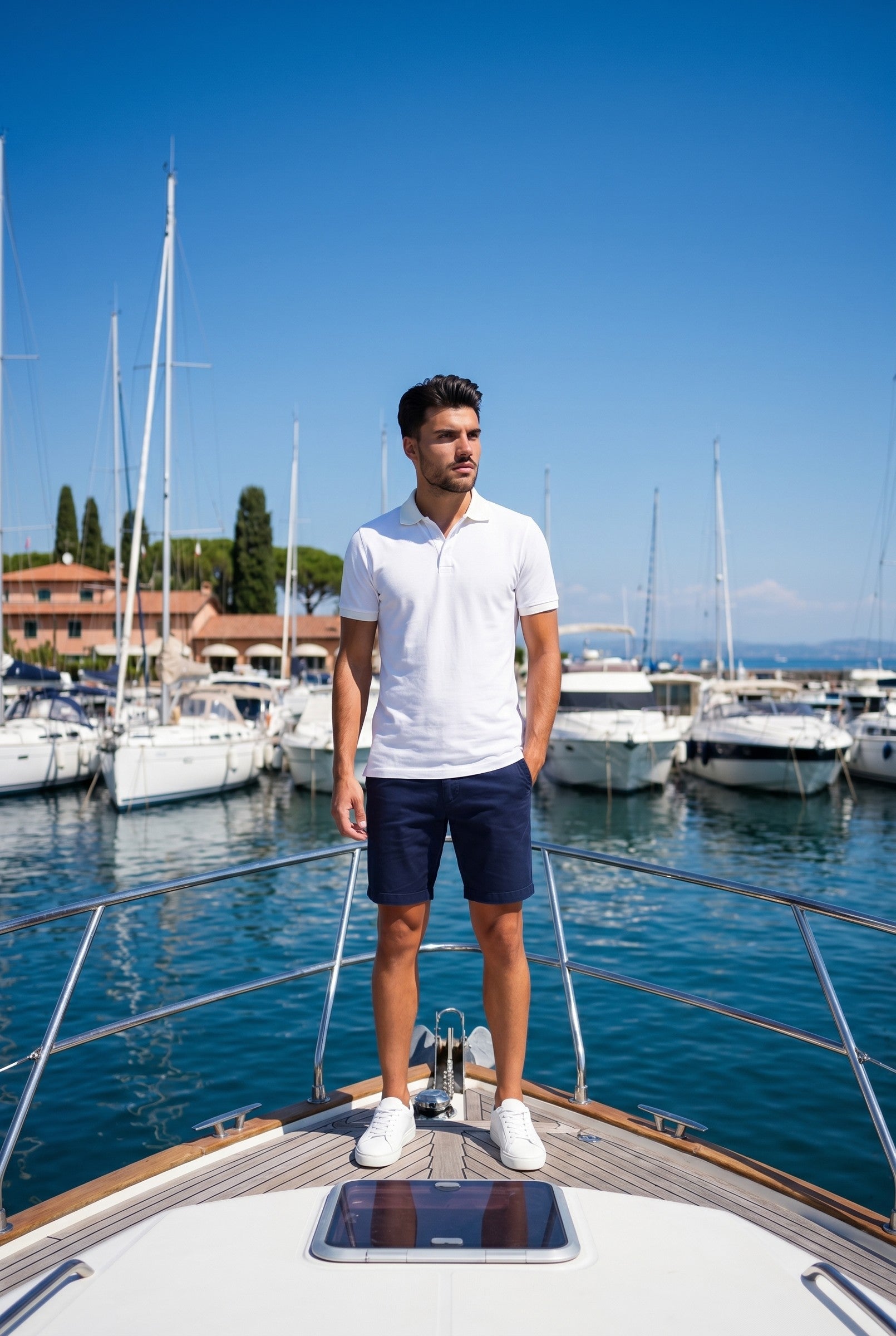 Men's White Pique Polo Shirt | Blackstone London