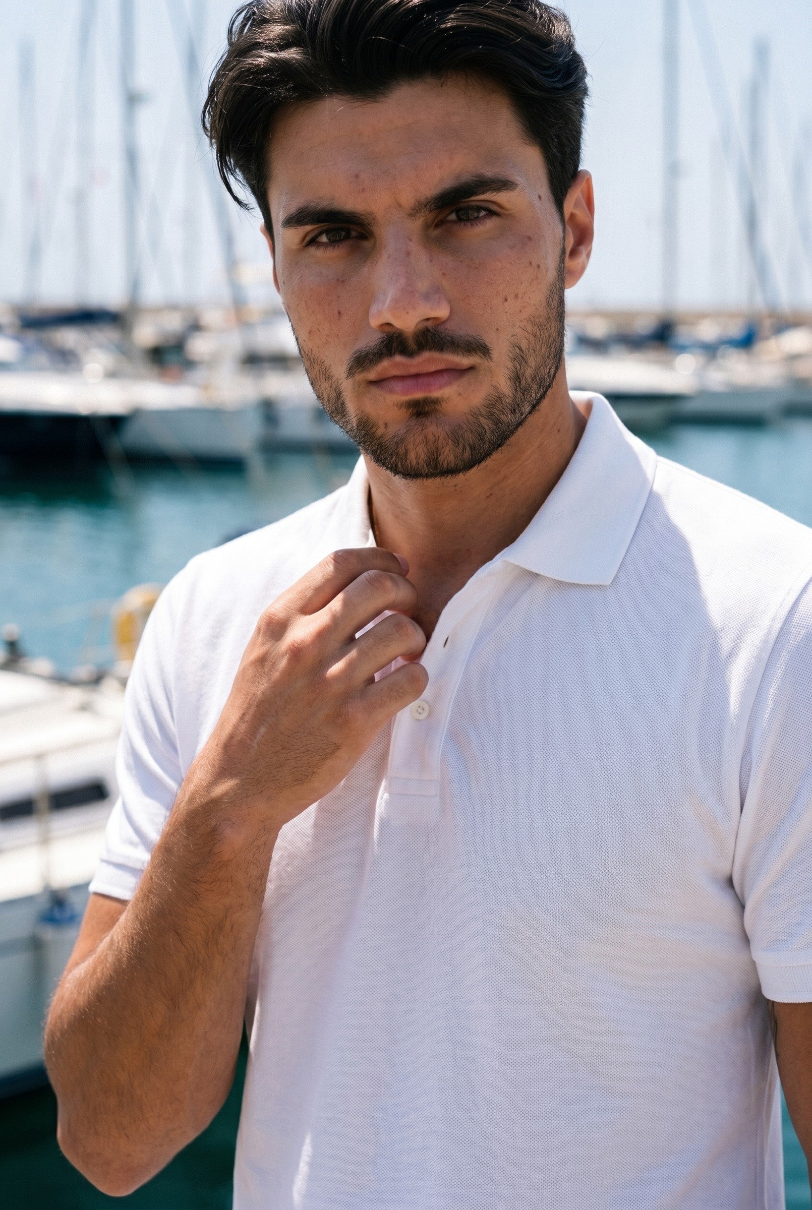 Men's White Pique Polo Shirt | Blackstone London