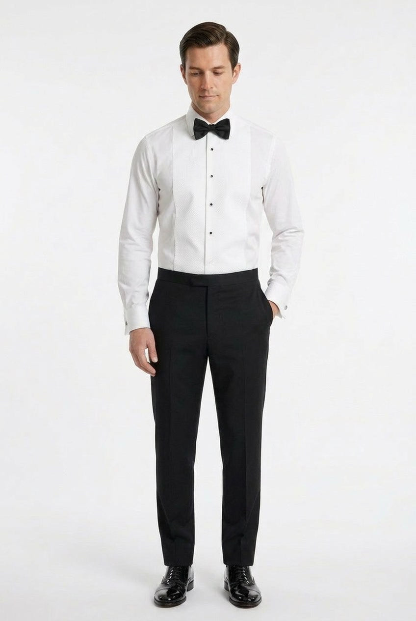 Men's White Marcella Bib Tuxedo Shirt | Blackstone London