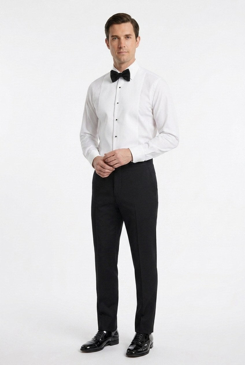 Men's White Marcella Bib Tuxedo Shirt | Blackstone London