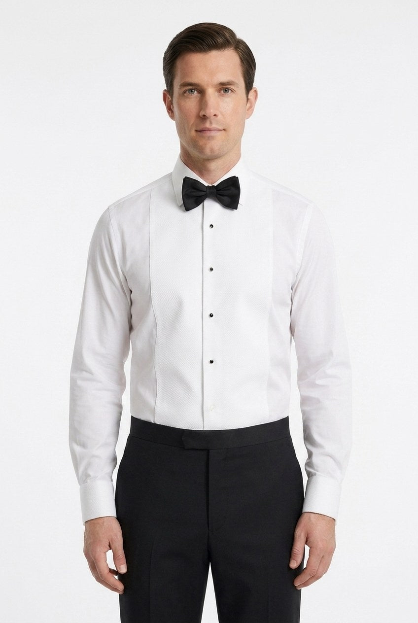 Men's White Marcella Bib Tuxedo Shirt | Blackstone London