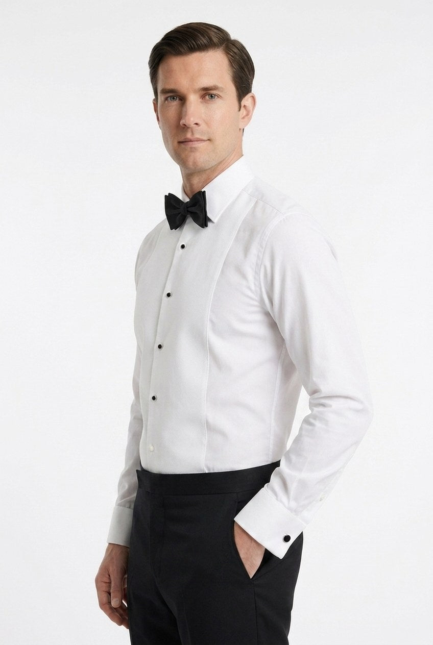 Men's White Marcella Bib Tuxedo Shirt | Blackstone London