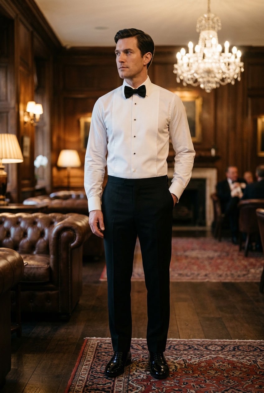 Men's White Marcella Bib Tuxedo Shirt | Blackstone London