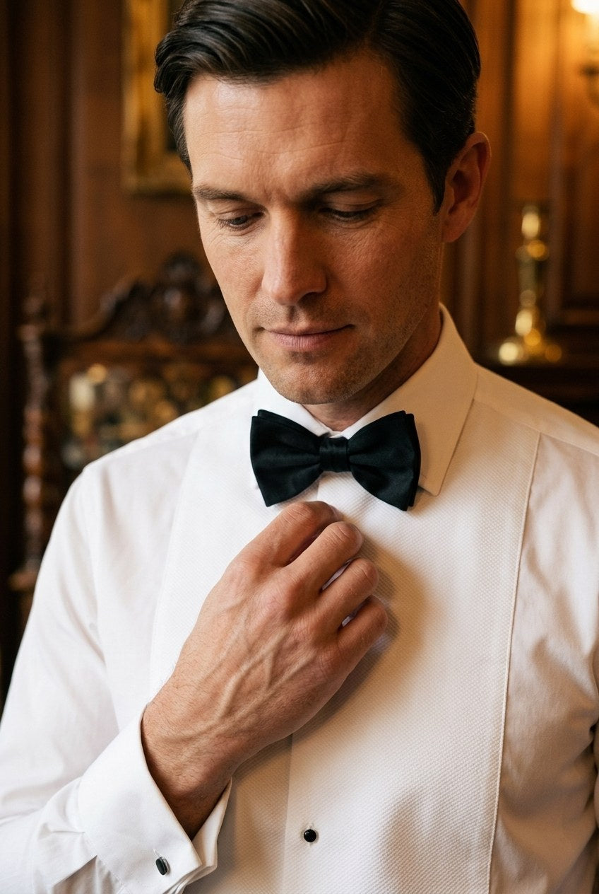 Men's White Marcella Bib Tuxedo Shirt | Blackstone London