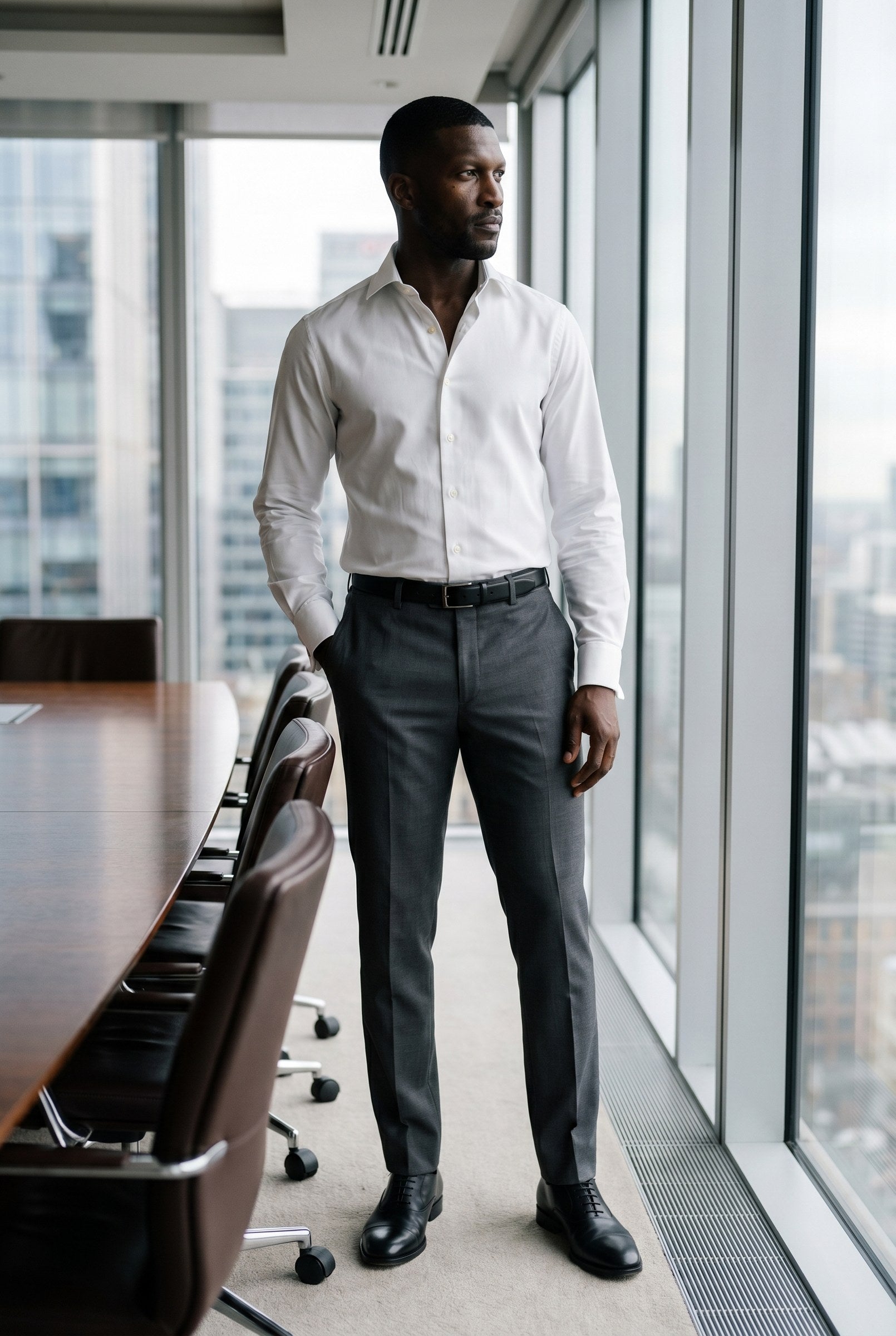 Men's White Poplin Slim Fit Formal Shirt | Blackstone London