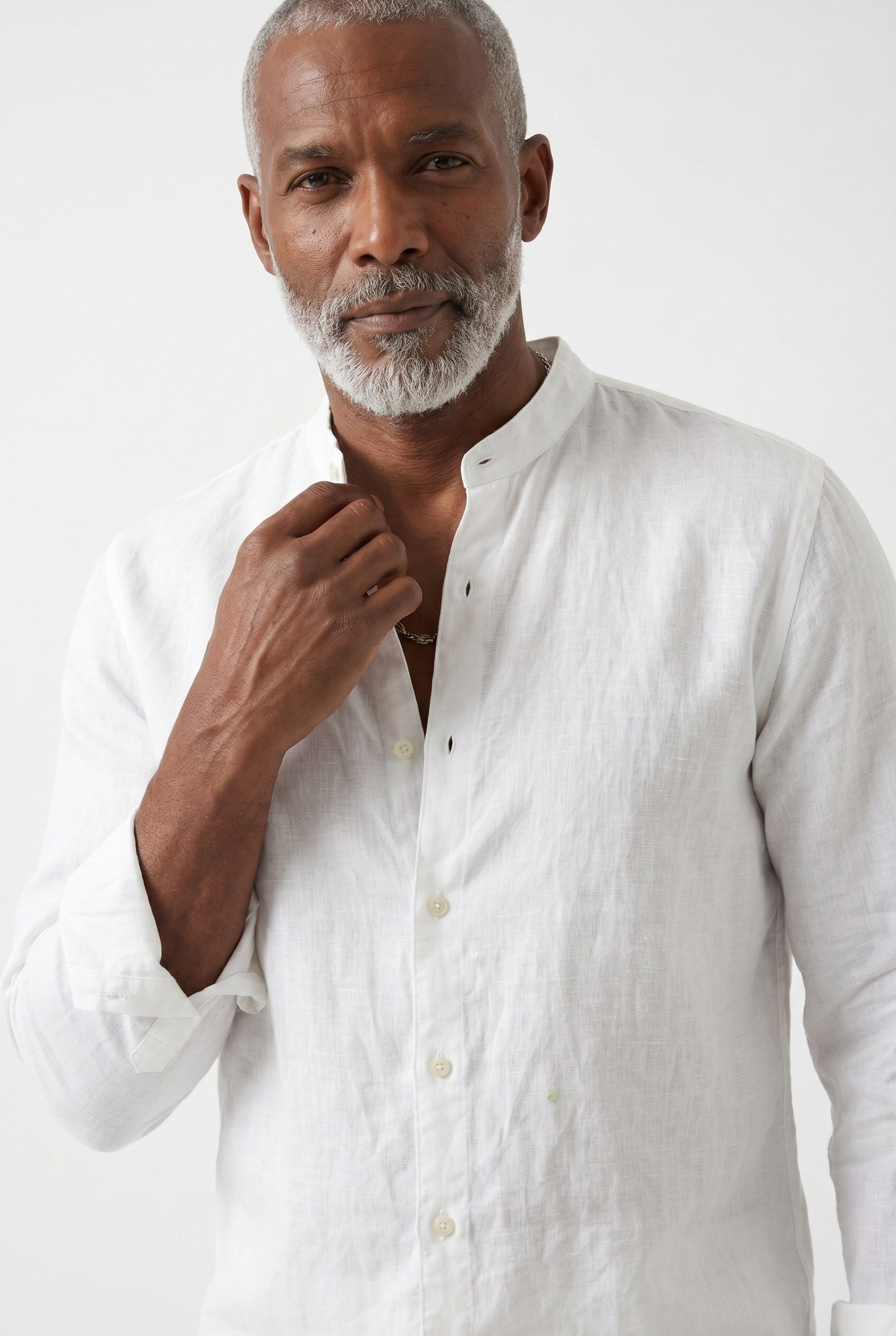 Men's Linen Mandarin Collar Shirt | Blackstone London