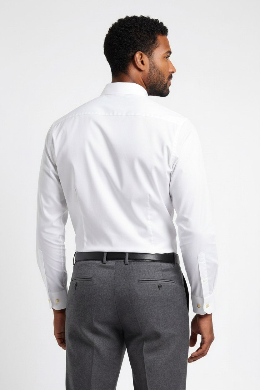 Men's White Poplin Classic Fit Formal Shirt | Blackstone London