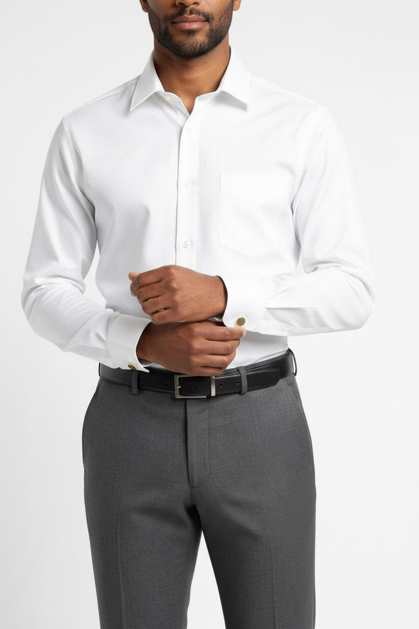 Men's White Poplin Classic Fit Formal Shirt | Blackstone London