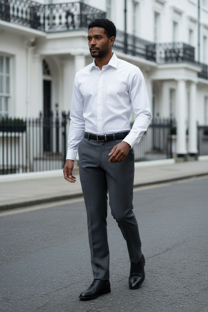 Men's White Poplin Classic Fit Formal Shirt | Blackstone London