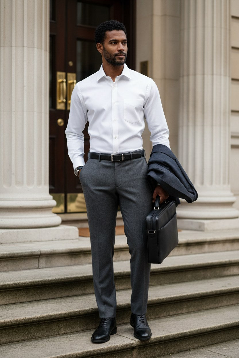 Men's White Poplin Classic Fit Formal Shirt | Blackstone London