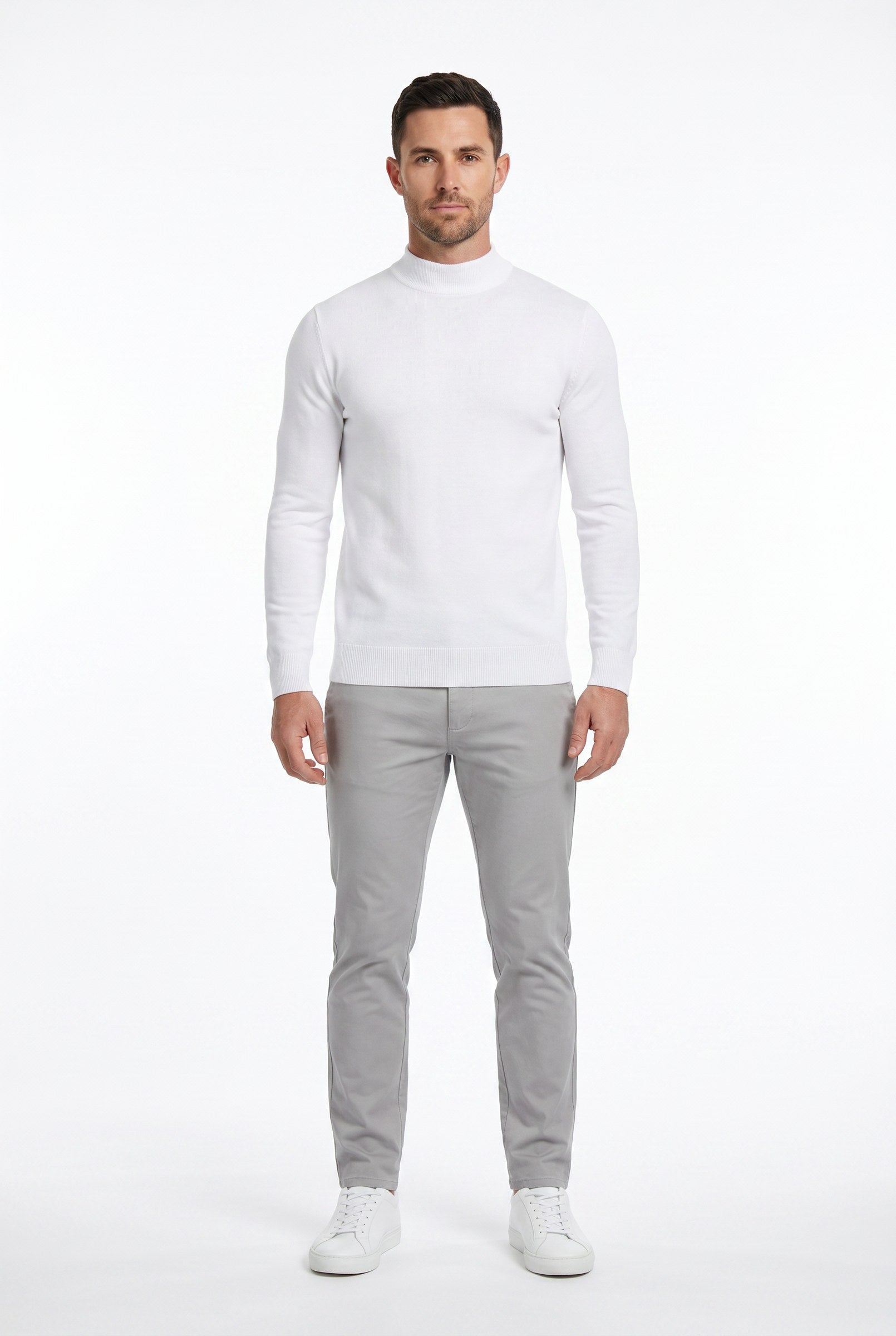 Men's Ultra Fine Cotton Mock Neck Jumper | Blackstone London
