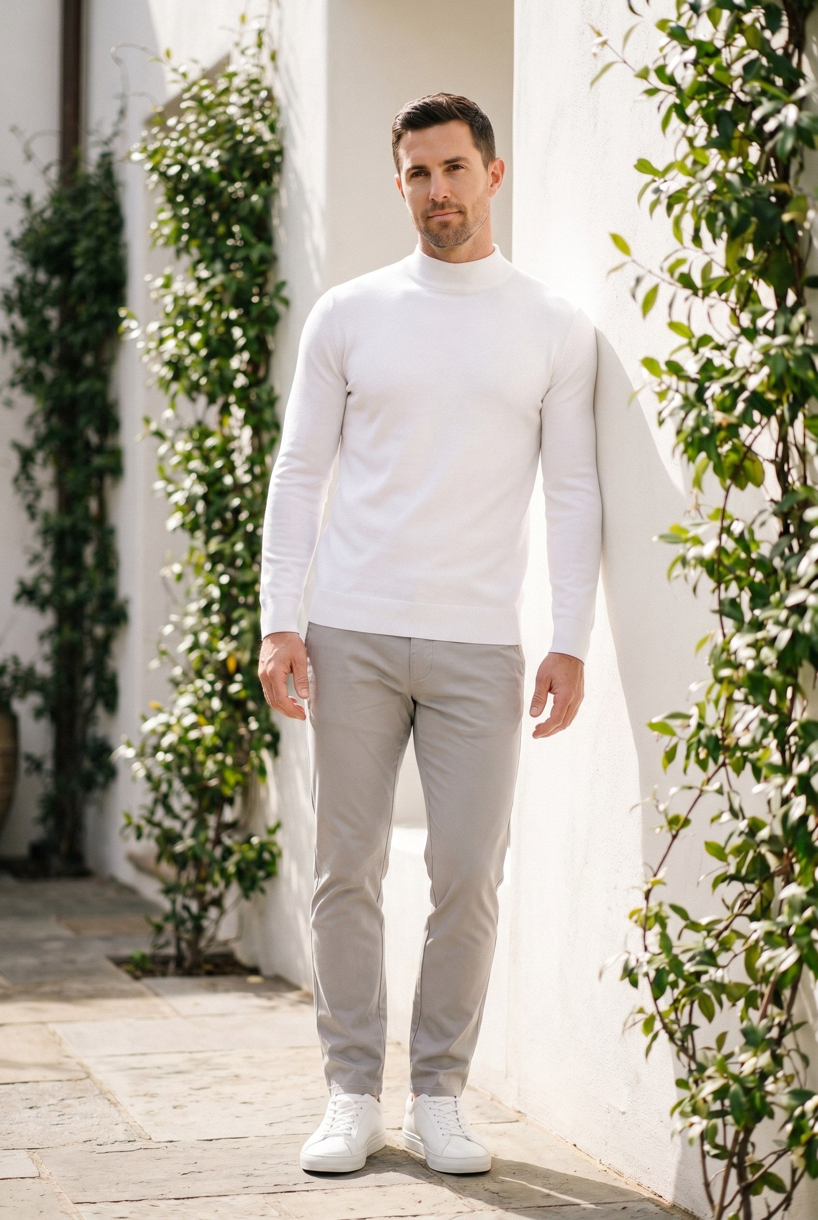 Men's Ultra Fine Cotton Mock Neck Jumper | Blackstone London