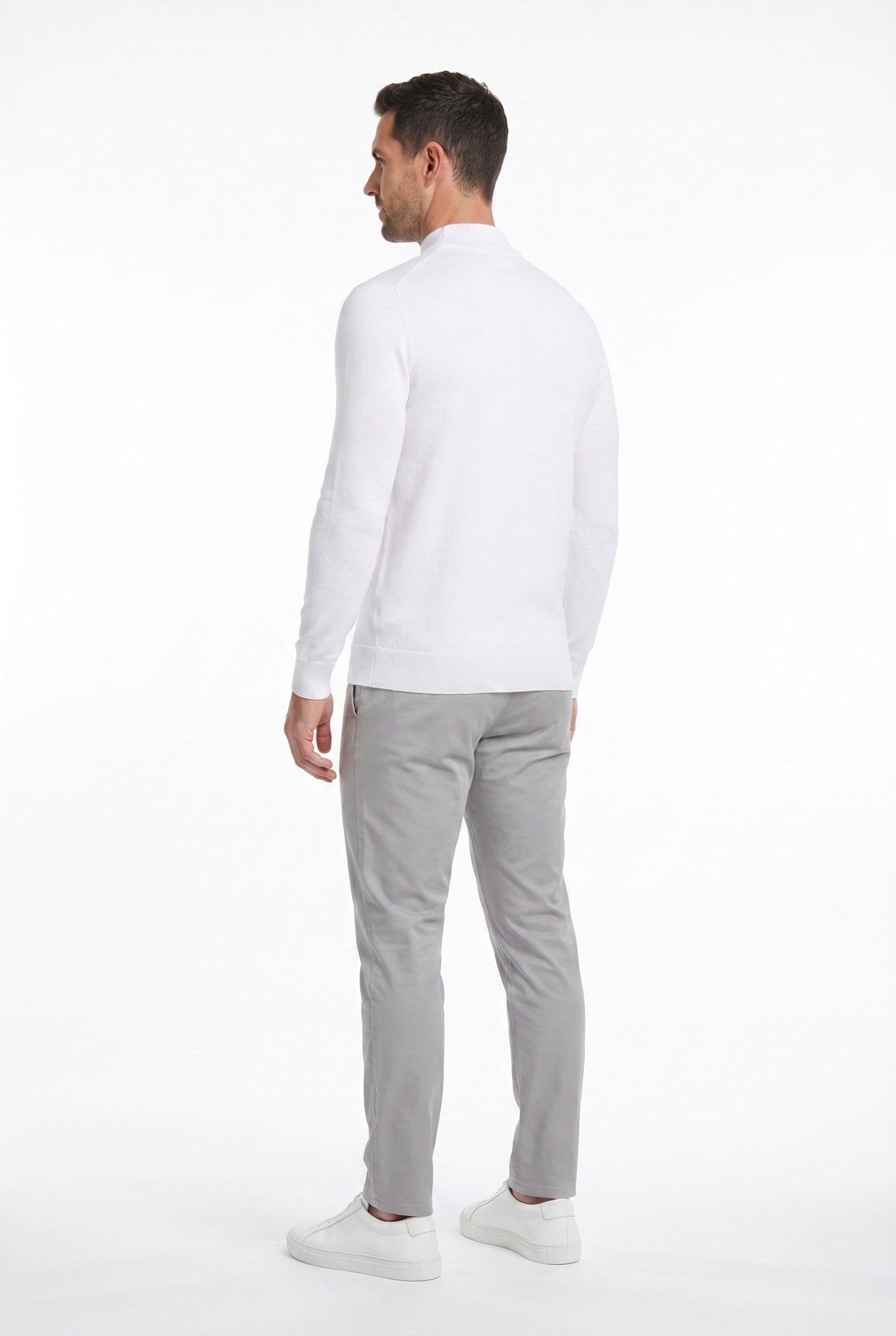 Men's Ultra Fine Cotton Mock Neck Jumper | Blackstone London