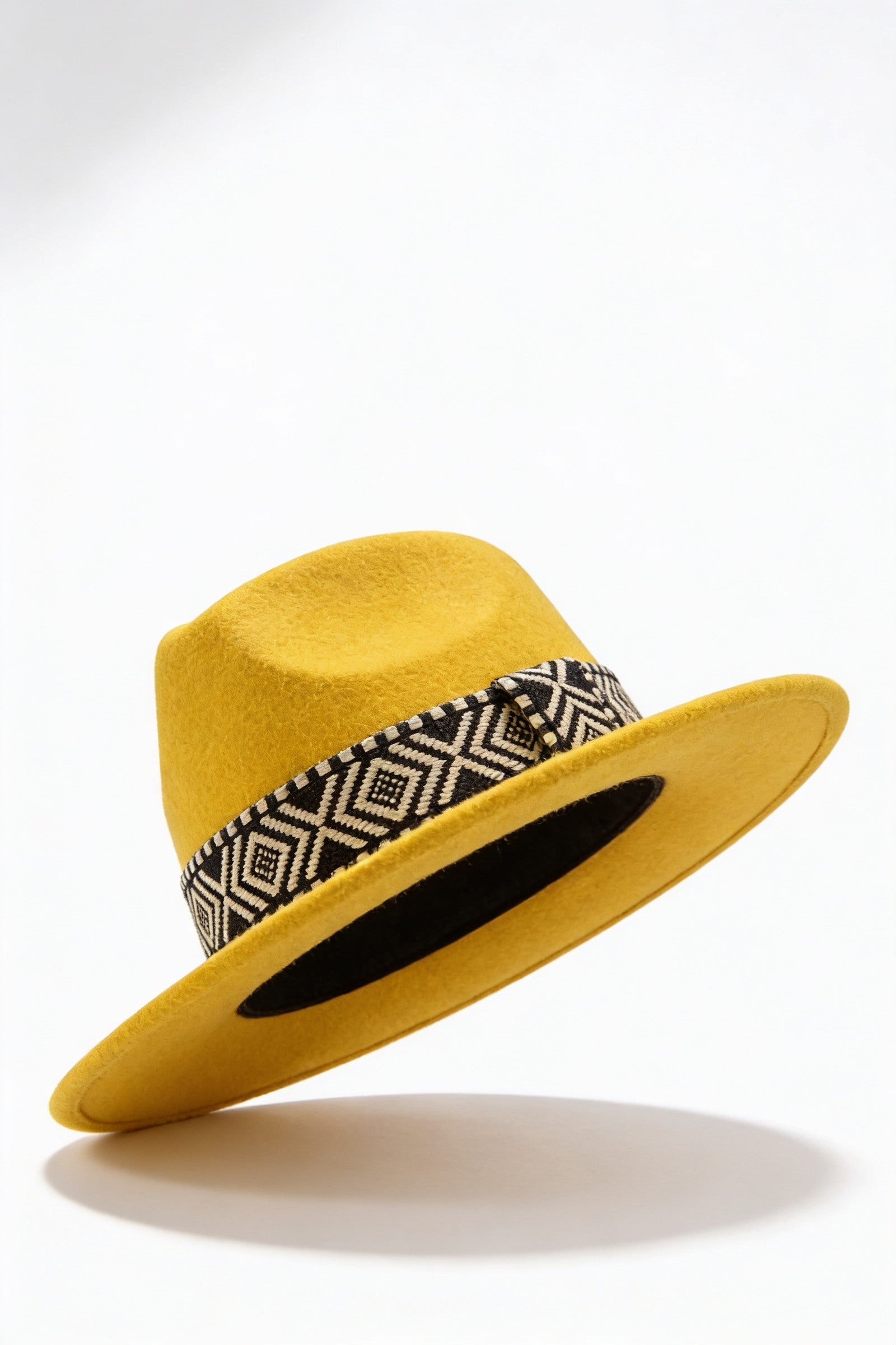 Men's Wide Brim Fedora Hat with Aztec Band | Blackstone London