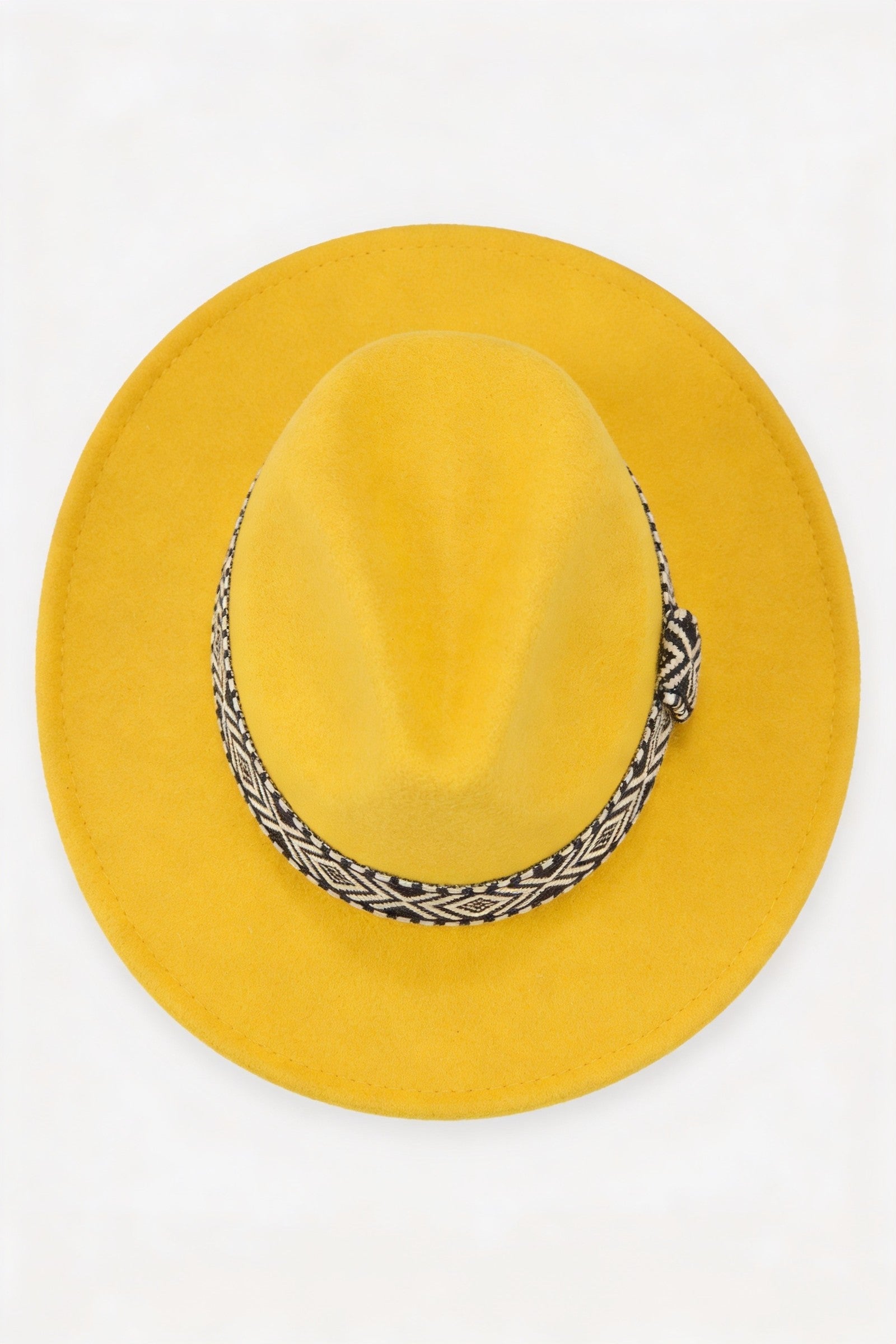 Men's Wide Brim Fedora Hat with Aztec Band | Blackstone London