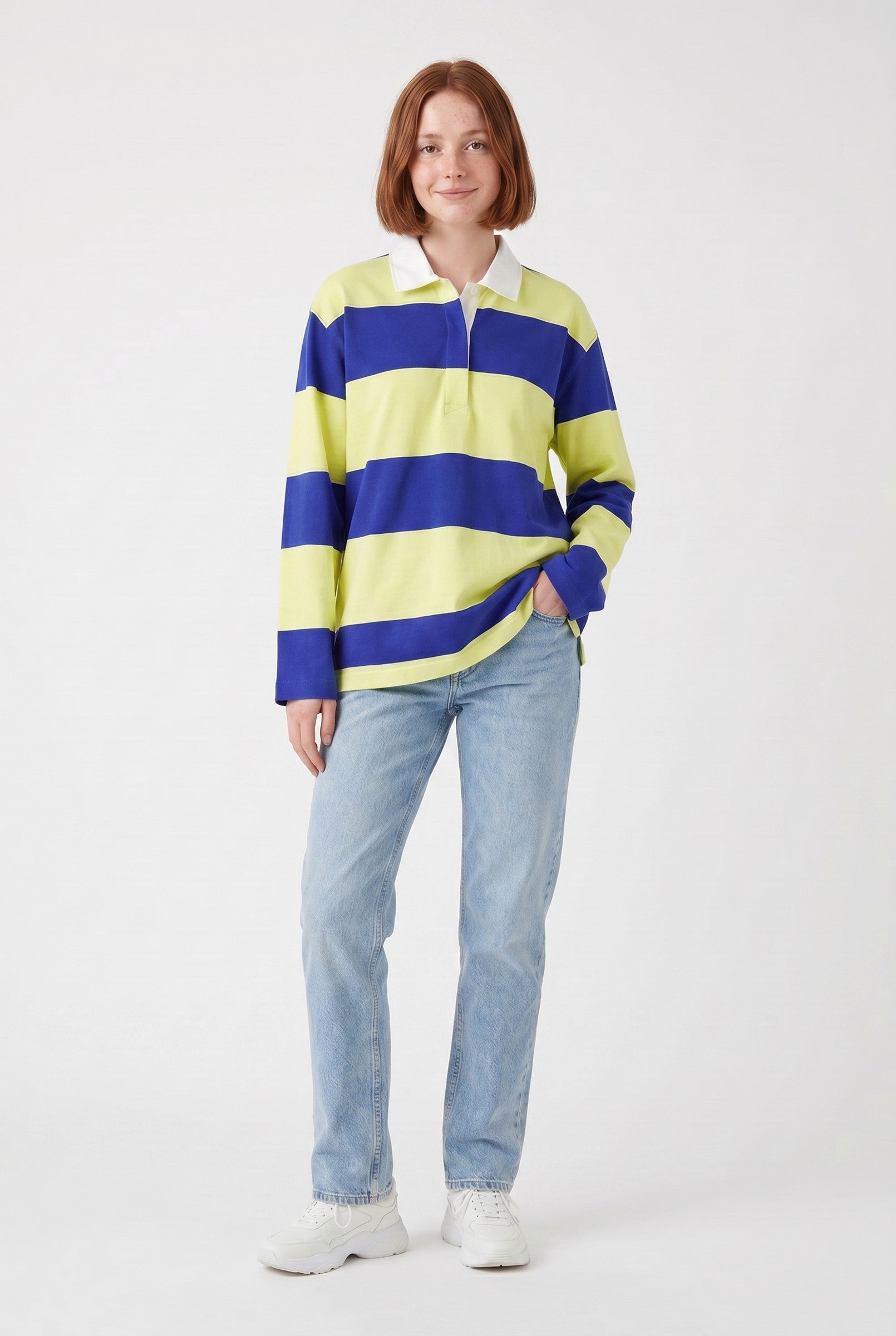 Women's Striped Rugby Long Sleeve Polo | Blackstone London